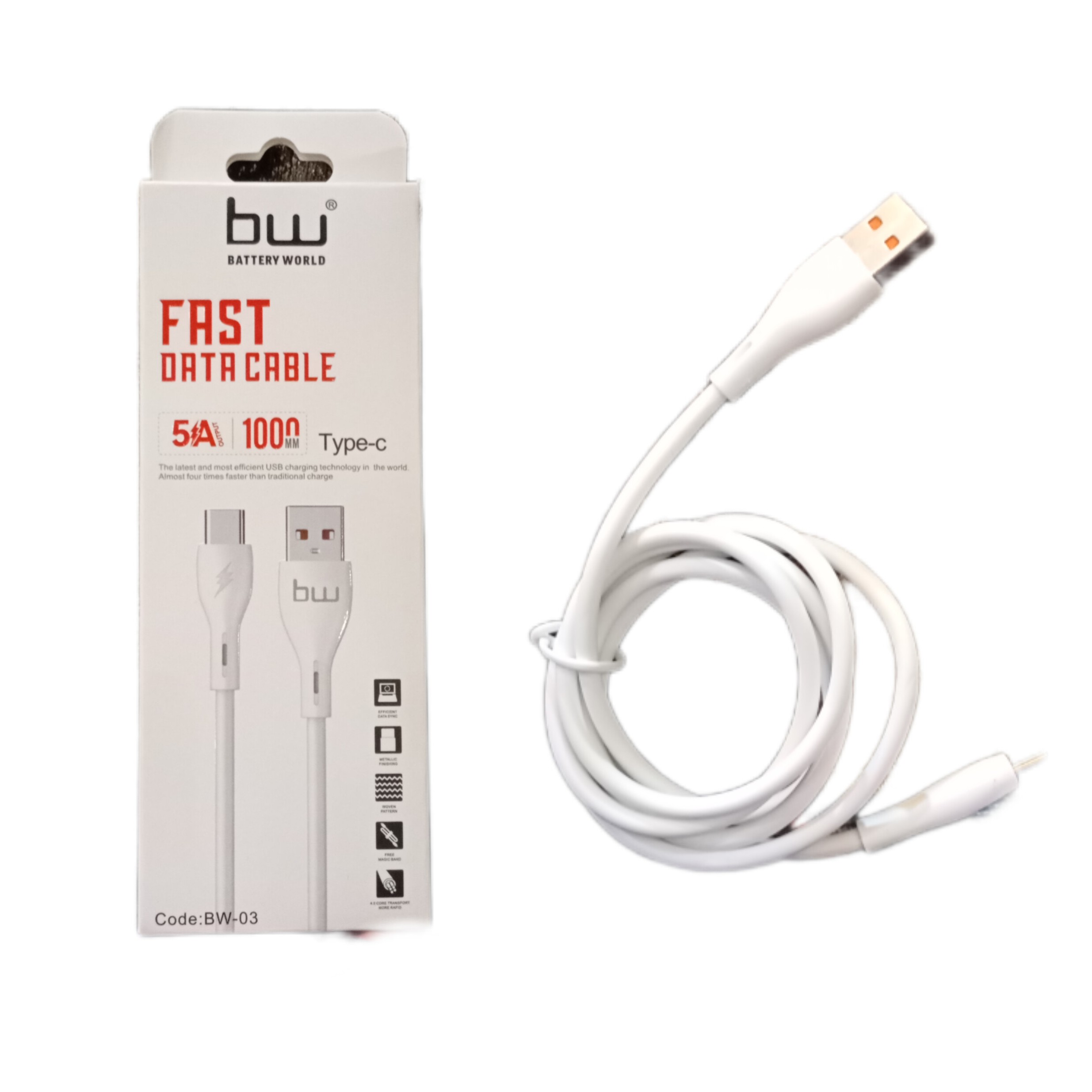 کابل شارژ BW-03 تایپ سی | شارژ سریع و انتقال داده با کیفیت بالا